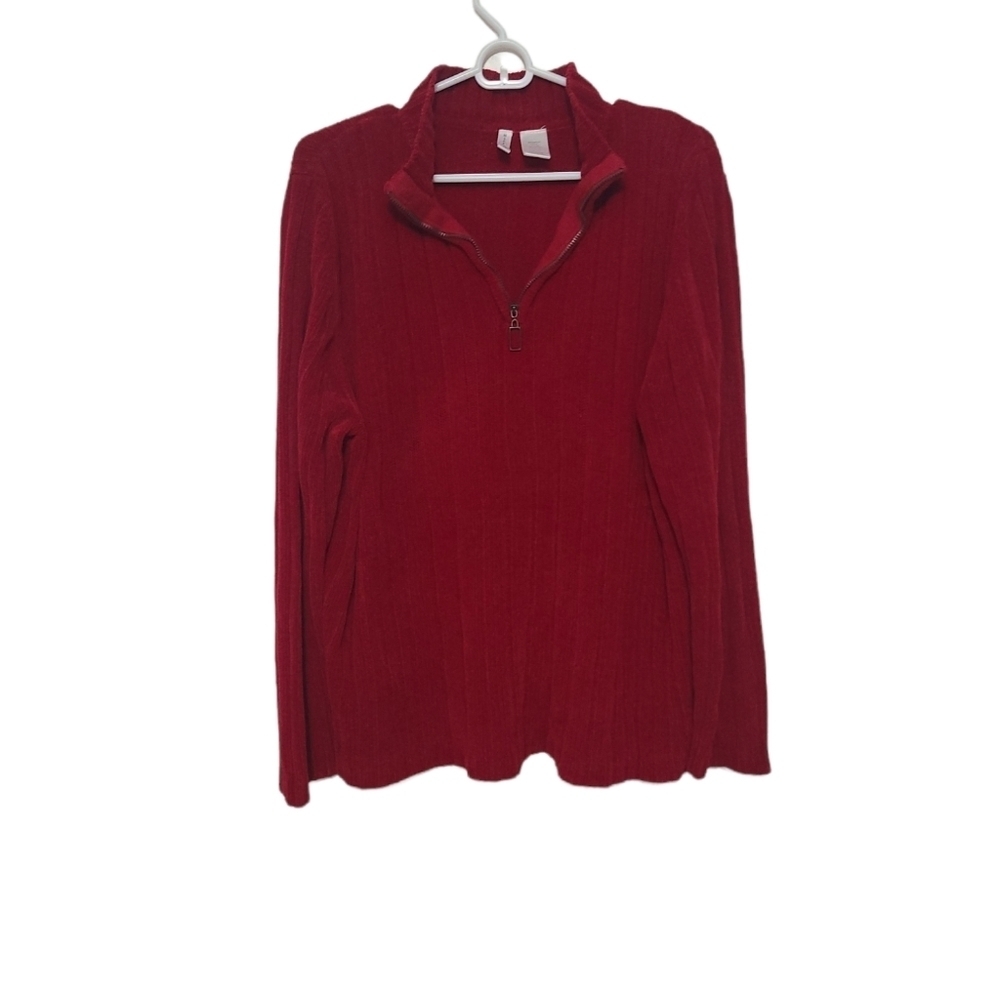 Womens nick & Sarah 1/4 zip red sweater